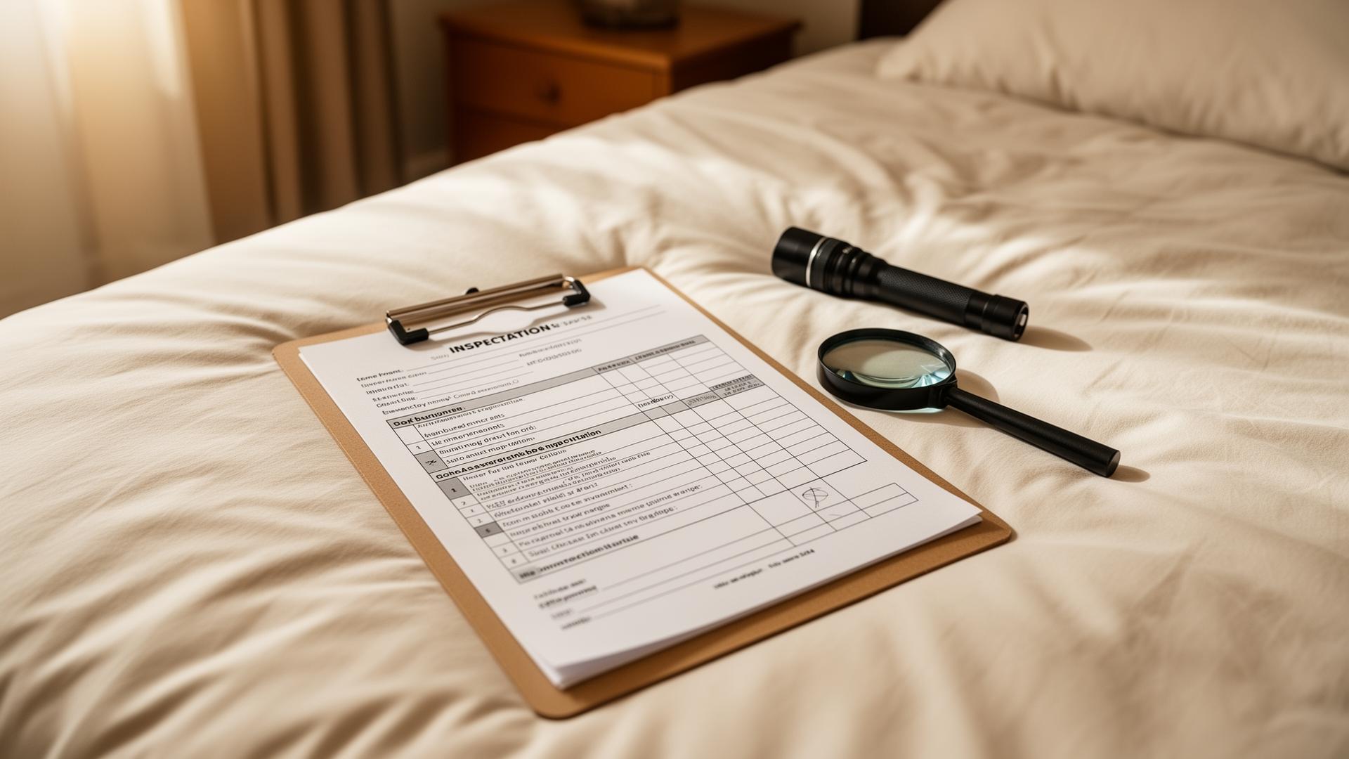 Bed bug infestation assessment being carried out by a professional technician in Leicester